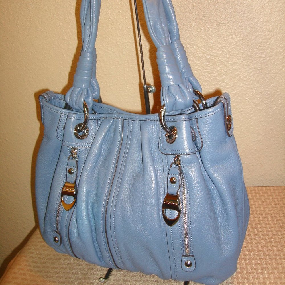 B. Makowsky Lilac Leather Satchel Shoulder Bag